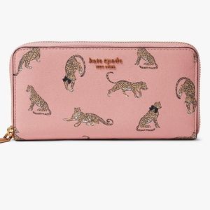 KATE SPADE Morgan Leopard Zip-around Continental Wallet